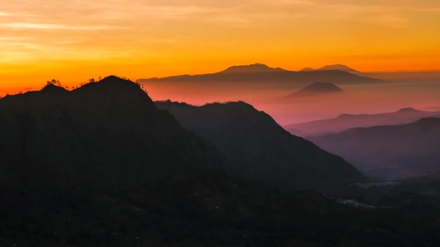 Morning time lapse,Central Java mountain range,Indonesia