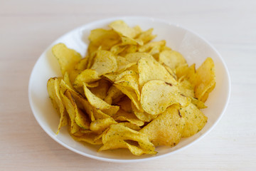 chips in a white plate