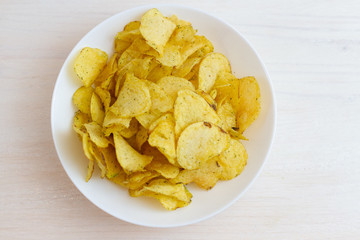 bowl of chips on white plate