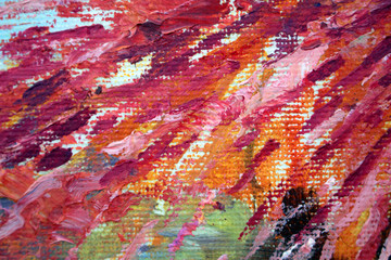 Abstract modern painting. Painting painted with a palette knife on canvas with oil paints in a large stroke.