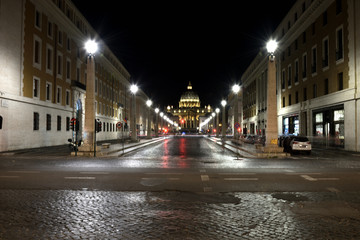 Fototapeta na wymiar st peters basilica at night in rome italy