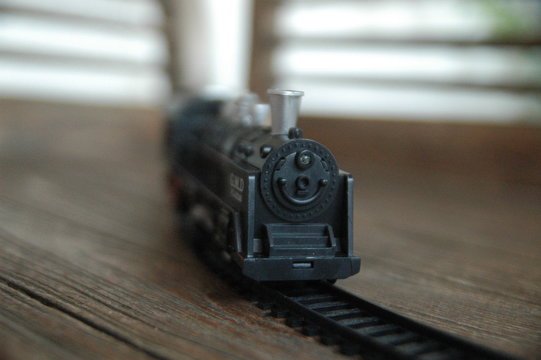 children toy train in plastic - rail - track