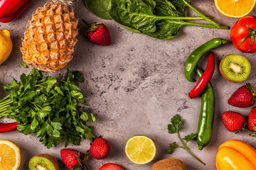 Fruits and vegetables rich in vitamin C.