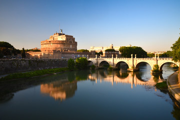 sunset on Castel Sant'Angelo in Rome