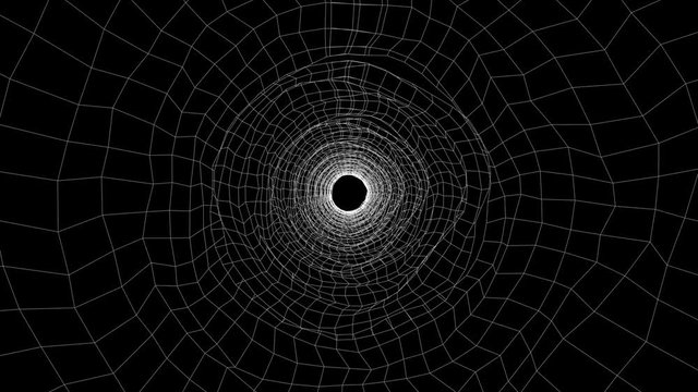 futuristic polygonal wireframe abstract retro tunnel drawing motion graphics animation 