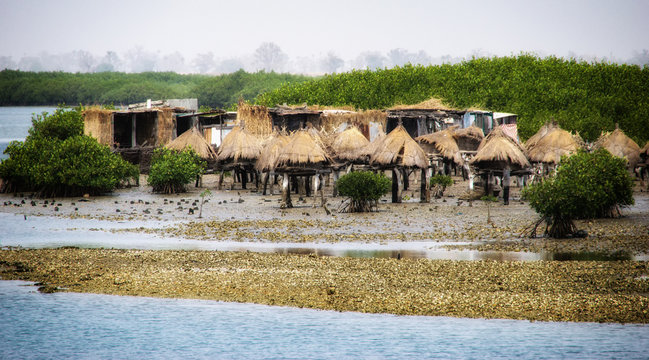 Senegal, Joal Fadiouth, ancient millet loft on piles.