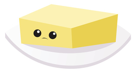 Sad little butter, illustration, vector on white background.