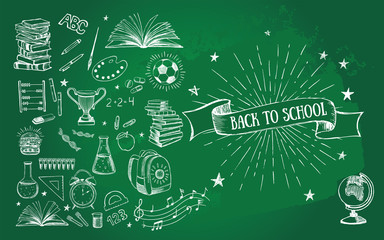 Back To School doodle set. Hand drawn illustration.