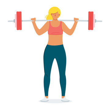 recommend clip art: Woman exercising with weights cartoon vector illustration