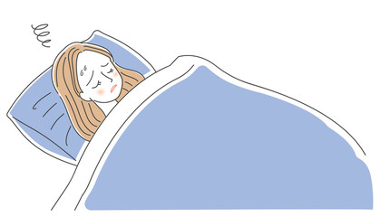 不眠症の女性のイラスト