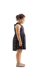 Sad little girl looking down