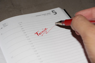Buch Kalender Termin Eintrag