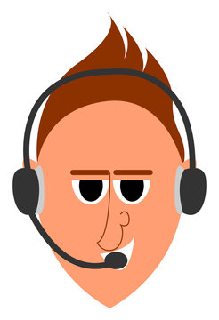Operater with headset, illustration, vector on white background