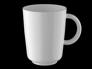 White tall mug on a black background 3d rendering
