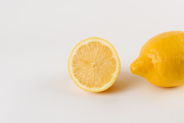 Lemon with water drops on white background. Citrus fruit. Healthy freshness food. fruit with vitamin