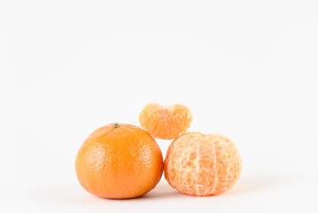 Mandarin on white background. Citrus fruit. Healthy freshness food. Orange fruit with vitamin