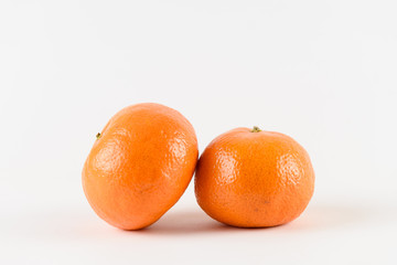 Mandarin on white background. Citrus fruit. Healthy freshness food. Orange fruit with vitamin