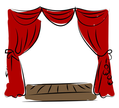 Theater Drawing, Illustration, Vector On White Background