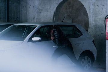 Bandit breaking car door