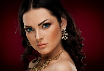  Studio, face, blue eyes, bijouterie