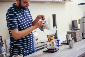 A cup of handmade, pour over coffee