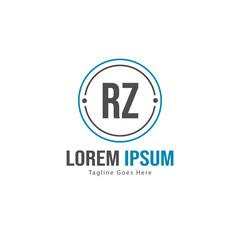 Obraz premium Initial RZ logo template with modern frame. Minimalist RZ letter logo vector illustration