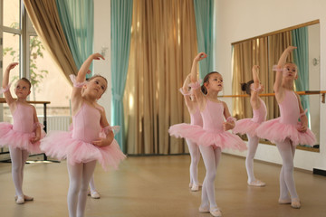 Little ballerinas in ballet studio
