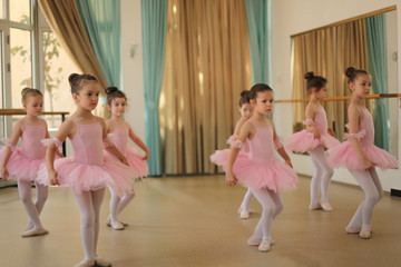 Little ballerinas in ballet studio