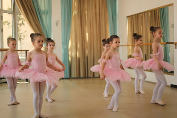 Little ballerinas in ballet studio