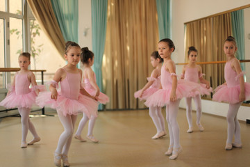 Little ballerinas in ballet studio