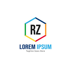 Fototapeta premium Initial RZ logo template with modern frame. Minimalist RZ letter logo vector illustration
