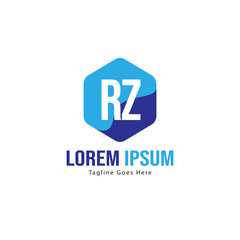 Initial RZ logo template with modern frame. Minimalist RZ letter logo vector illustration
