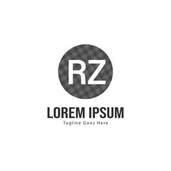 Initial RZ logo template with modern frame. Minimalist RZ letter logo vector illustration