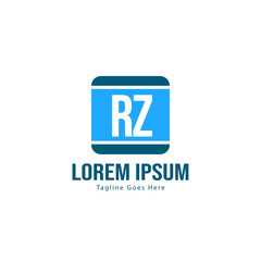 Initial RZ logo template with modern frame. Minimalist RZ letter logo vector illustration