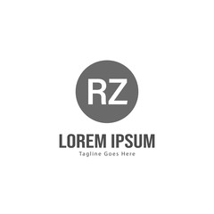 Initial RZ logo template with modern frame. Minimalist RZ letter logo vector illustration