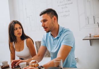 Shot of a couple enjoying a coffee break together