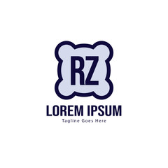 Initial RZ logo template with modern frame. Minimalist RZ letter logo vector illustration