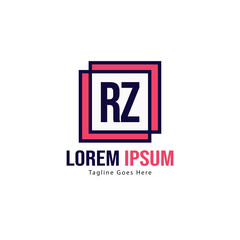 Fototapeta premium Initial RZ logo template with modern frame. Minimalist RZ letter logo vector illustration
