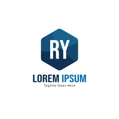 Initial RY logo template with modern frame. Minimalist RY letter logo vector illustration
