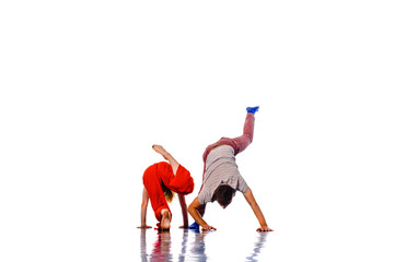 Talented hip-hop dancers excercising together