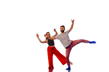 Sweet couple dancing social danse