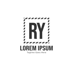Fototapeta premium Initial RY logo template with modern frame. Minimalist RY letter logo vector illustration