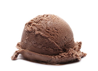 Chocolate ice cream ball isolated on white 