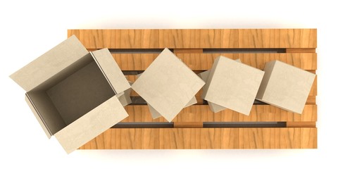 Cardboard boxes and graph concept.3d illustration.