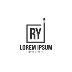 Initial RY logo template with modern frame. Minimalist RY letter logo vector illustration