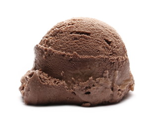 Chocolate ice cream ball isolated on white 