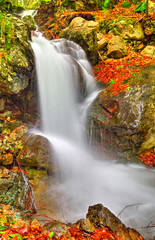 Fototapeta na wymiar Beautiful landscape with waterfall in the mountain