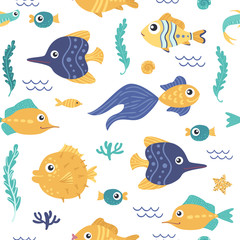 Naklejka premium Seamless pattern with fish