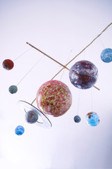 Set of space elements.  Earth, saturn, moon