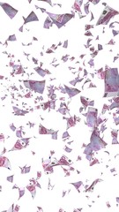 Flying euro banknotes isolated on a white background. Money is flying in the air. 500 EURO in color. 3D illustration